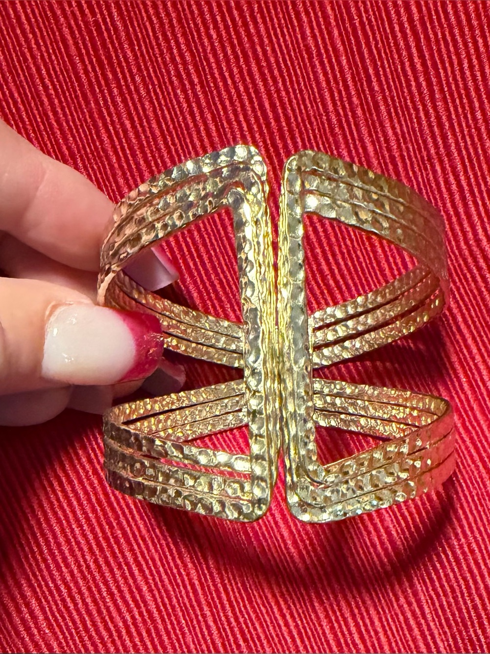 Park Lane Large Hammered Gold Statement Cuff Bracelet
